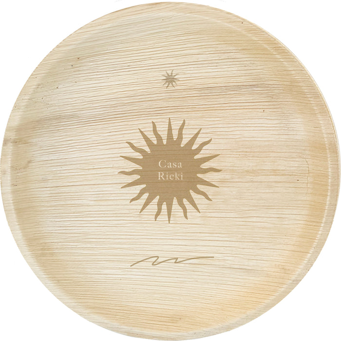maaterra compostable palm leaf plate with custom design