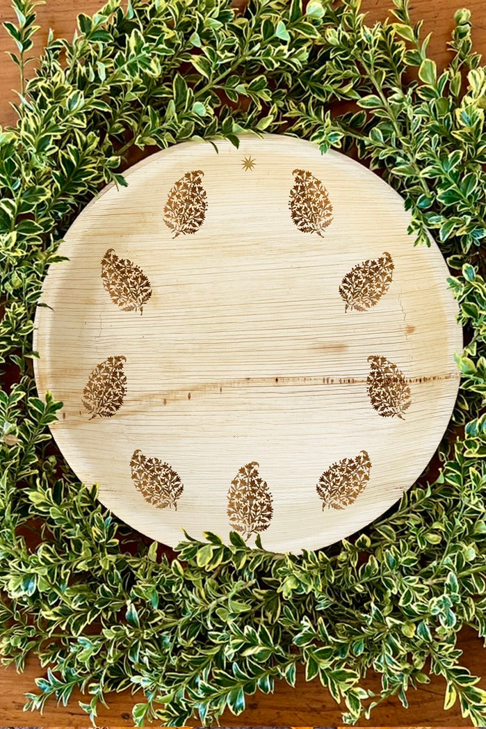 All Season Plates - Block Print Wreath