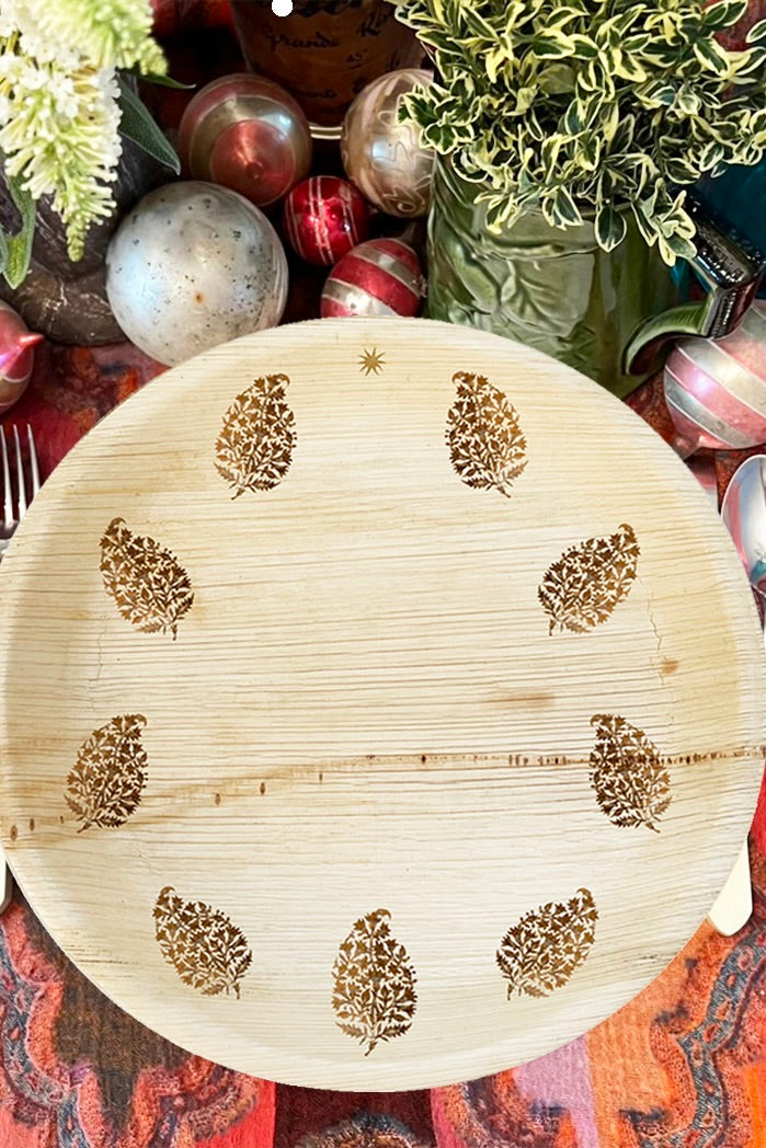 All Season Plates - Block Print Wreath