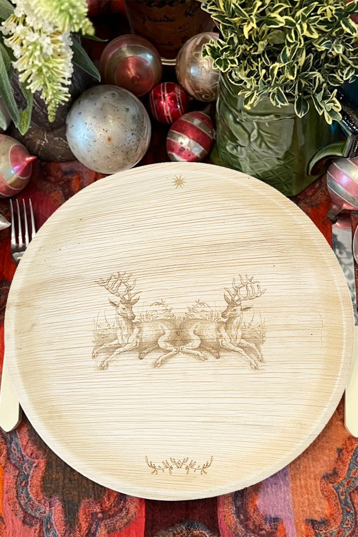 maaterra palm leaf compostable plate with Stag Party Design