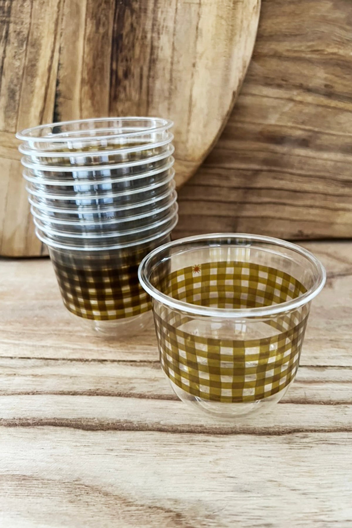 Cups - Moss Gingham