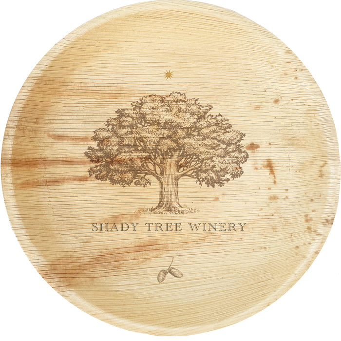 maaterra compostable palm leaf plate with custom design