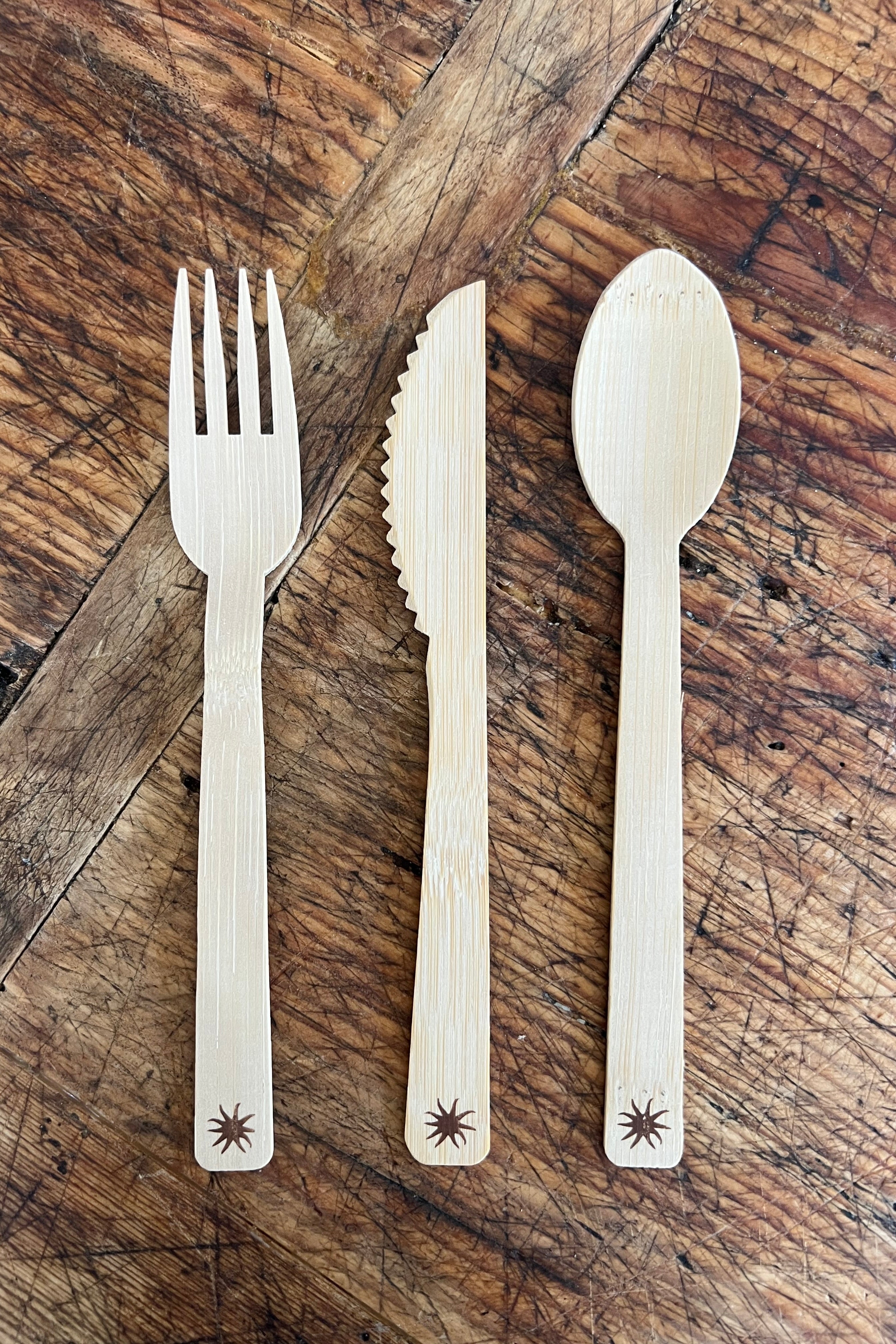 Bamboo Utensils – 24ct (Forks, Spoons, Knives)