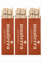 Three packs of maaterra bamboo straws on a white background