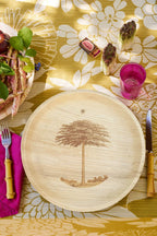 maaterra compostable palm leaf plate with shade tree design.
