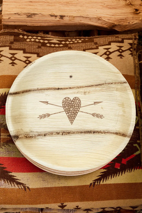 maaterra compostable palm leaf plate - stone heart