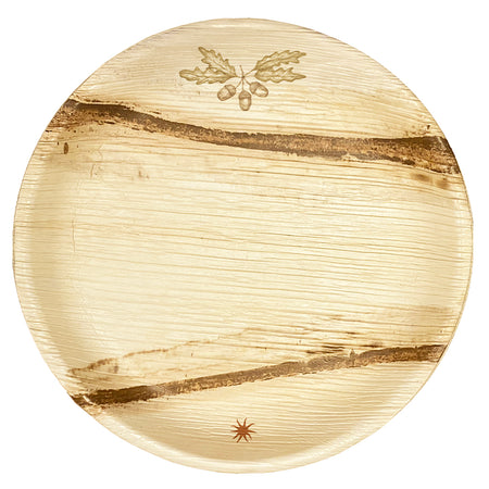 maaterra compostable 15-inch round platter with Acorns design.