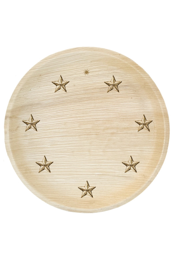 maaterra compostable palm leaf plate with Star Wreath design for July 4th