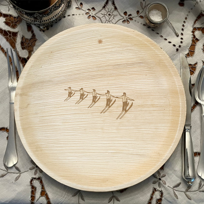 maaterra compostable palm leaf plate with holiday High Five design.