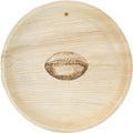 maaterra compostable palm leaf plate with tailgate design.