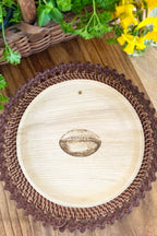 maaterra compostable palm leaf plate with tailgate design.
