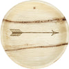 maaterra compostable palm leaf plate with single arrow design.