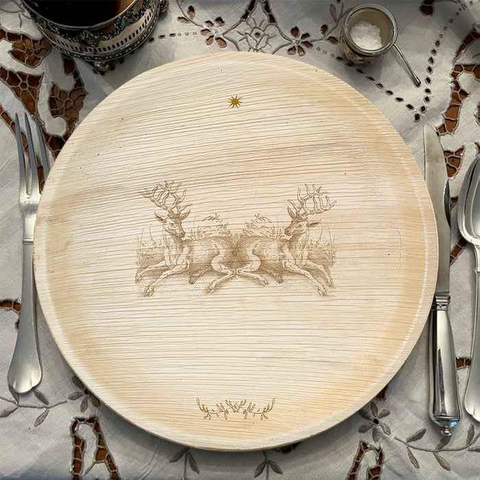 maaterra compostable palm leaf plate with holiday Stag Party design.