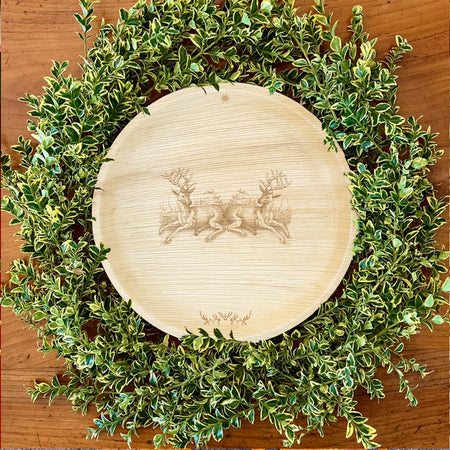 maaterra compostable palm leaf plate with holiday Stag Party design.