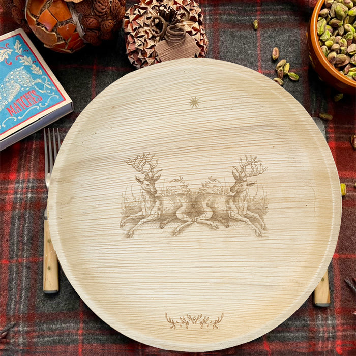 maaterra compostable palm leaf plate with holiday Stag Party design.