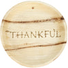 maaterra compostable palm leaf plate with holiday THANKFUL design.