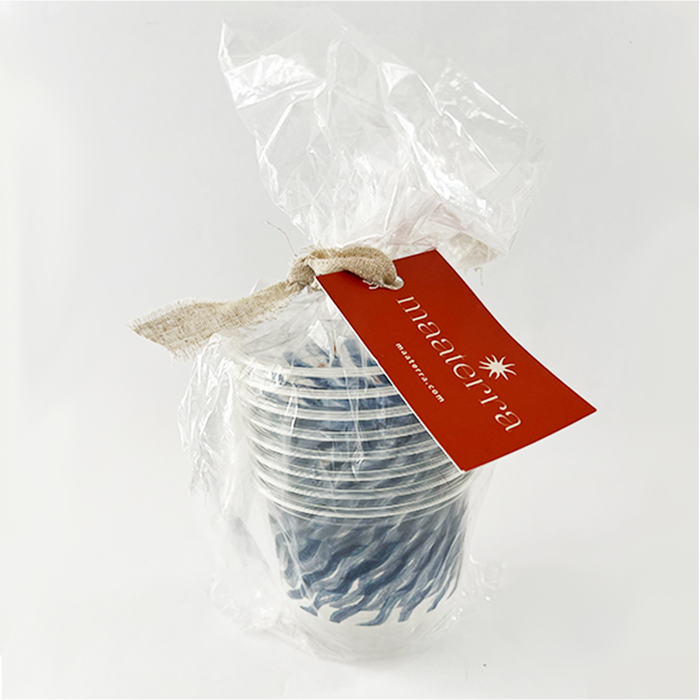 maaterra compostable cup with ocean waves design in 8-count packaging