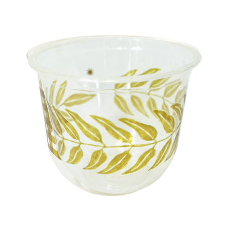 maaterra compostable cups with honey leaves design on a white background