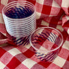 maaterra compostable cups with ocean waves design on gingham tablecloth
