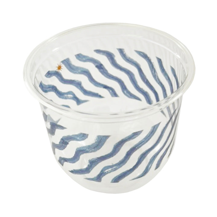 maaterra compostable cups with ocean waves on a white background