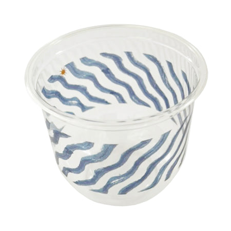 maaterra compostable cups with ocean waves on a white background