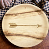maaterra compostable palm leaf plate with single arrow design with gingham napkin