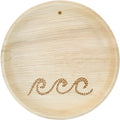 maaterra compostable palm leaf plate with waves design on a white background