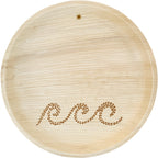 maaterra compostable palm leaf plate with waves design on a white background