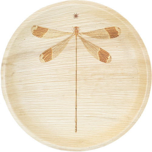 maaterra compostable plate with dragonfly design on a white background