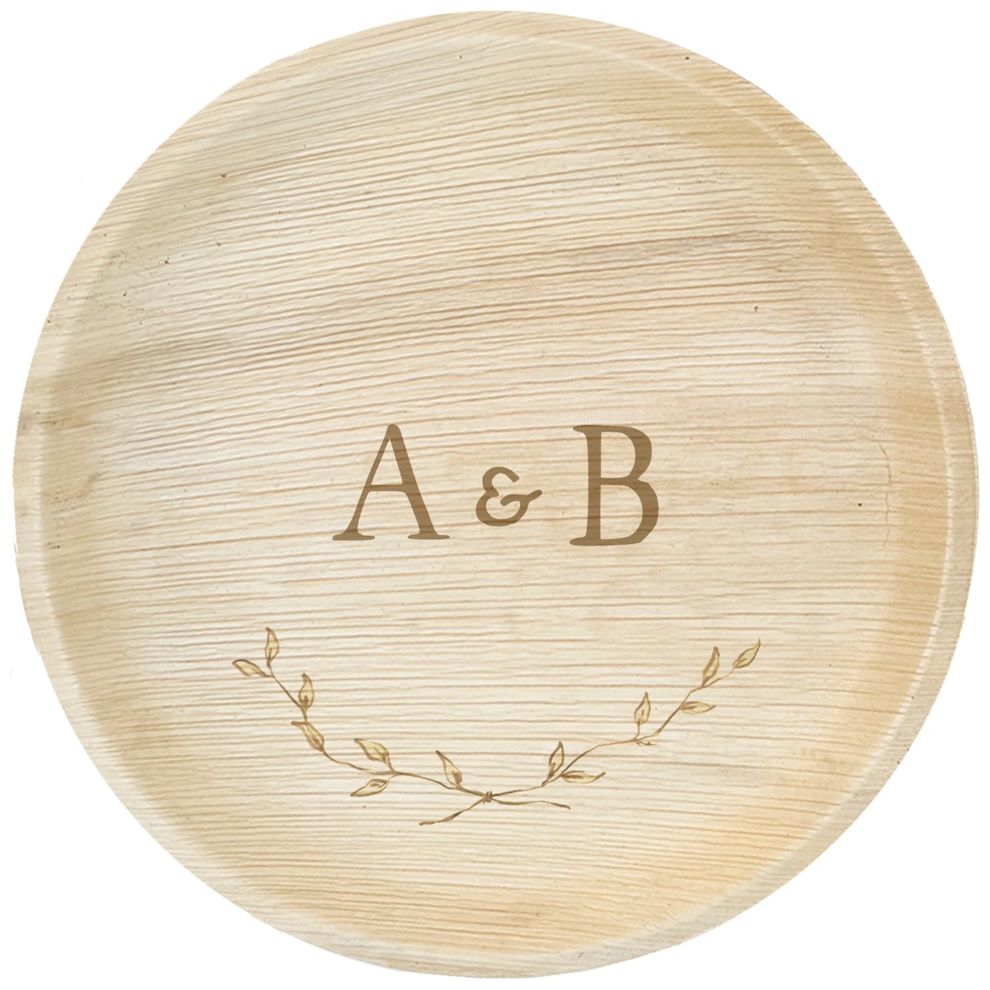 maaterra compostable plate with customizable crossed branches design.