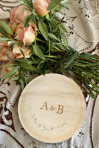 maaterra compostable plate with custom crossed branches design