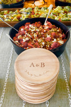 maaterra compostable plate with custom crossed branches design at an event.