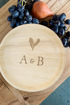maaterra compostable plate with custom leaf heart design on a breadboard. 