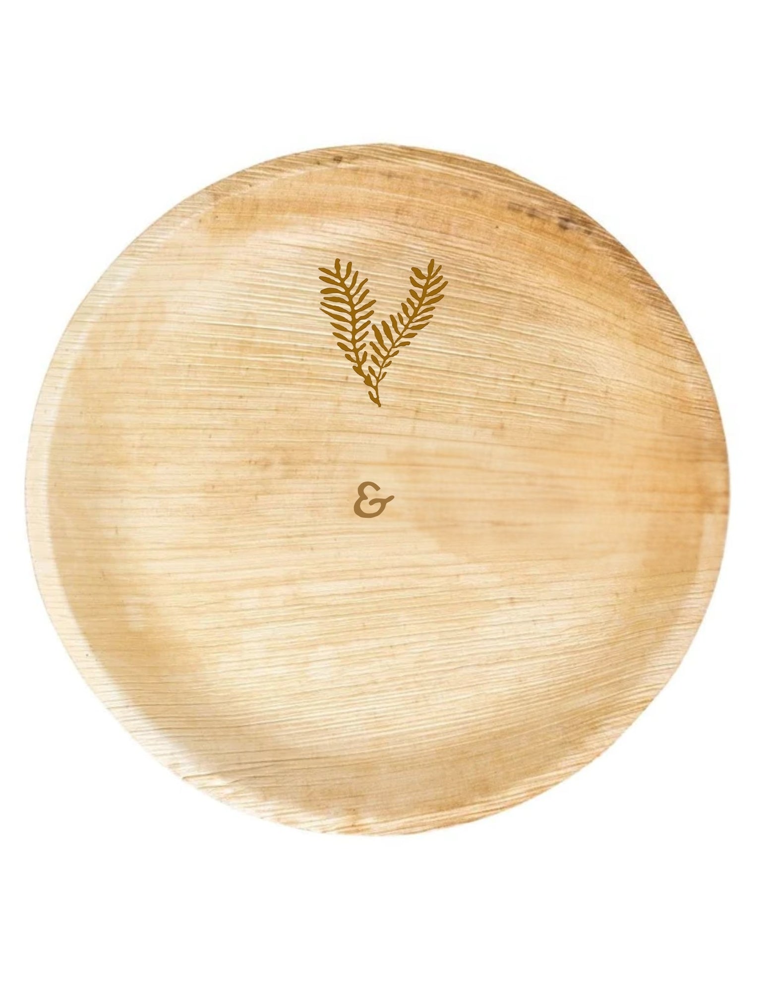 maaterra compostable plate with custom leaf heart design on a white background. 