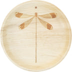 White background. maaterra compostable plate with dragonfly design on a white background