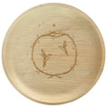 White background. maaterra compostable palm leaf plate with hummingbird wreath design.