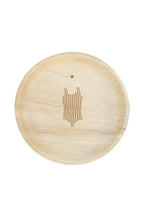 White background, with maaterra palm leaf plate and my-o, my-o, mailot design