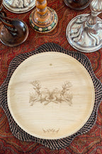 maaterra compostable palm leaf plate with stag party design and a winter table theme. 