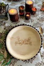 maaterra compostable palm leaf plate with stag party design and winter theme. 