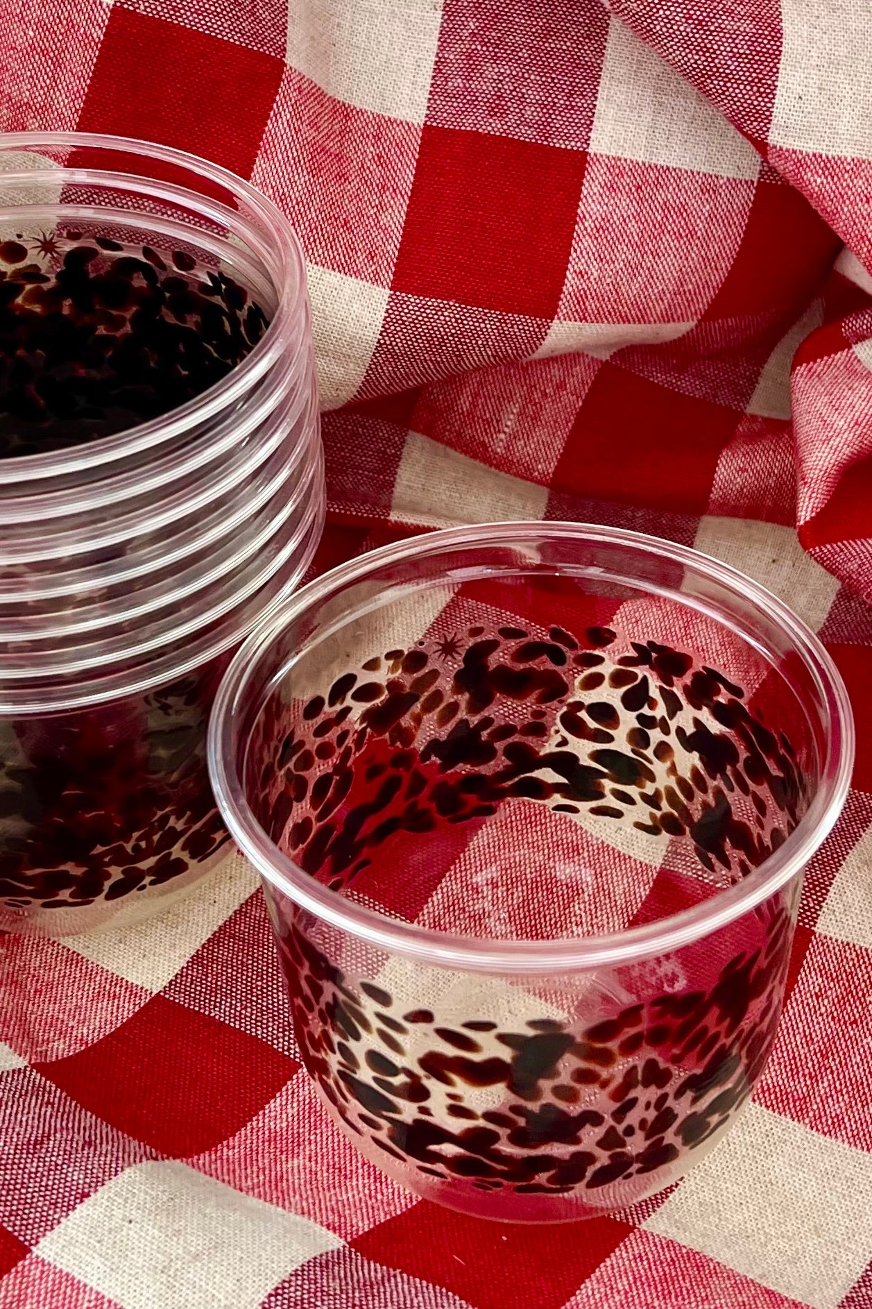 maaterra clear compostable cup with classic tortoise design