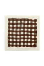 White Background. maaterra sustainable cocktail napkin with gingham design. 