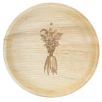 maaterra compostable palm leaf plate with farm carrots design.