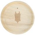 maaterra compostable palm leaf plate with my-o, my-o, maillot design.