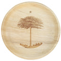 maaterra compostable palm leaf plate with shade tree design.