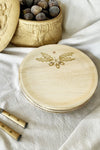 maaterra compostable palm leaf plate with acorn design